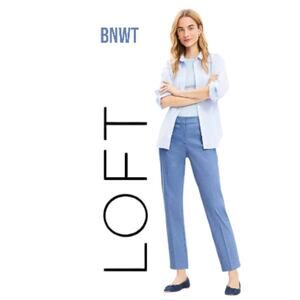BNWT LOFT Riviera Slim Pants in Texture Blue Size 8